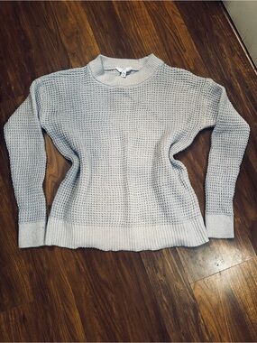 Cozy Light Gray Waffle Crewneck Sweater